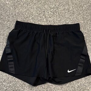Nike Women's Black Athletic Shorts with White Logo